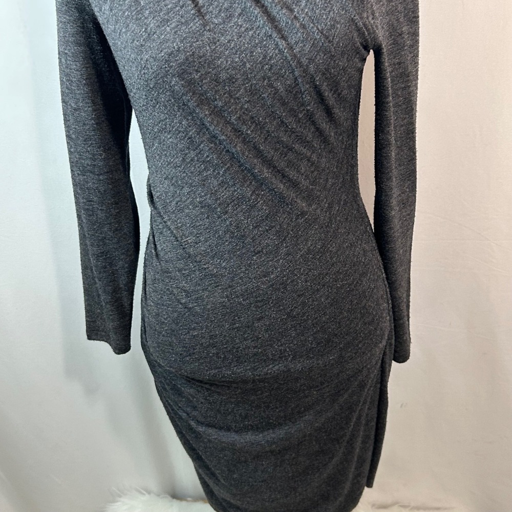 Banana Republic Womens Gray Long Sleeve Ruched Bodycon Dress Petite S - Picture 3 of 8